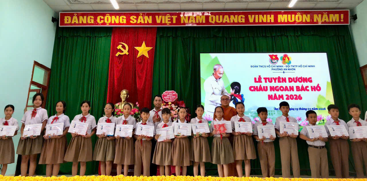 An Nhơn: Tịnh xá Ngọc Duyên tham dự chương trình “Lễ tuyên dương cháu ngoan Bác Hồ năm 2026”